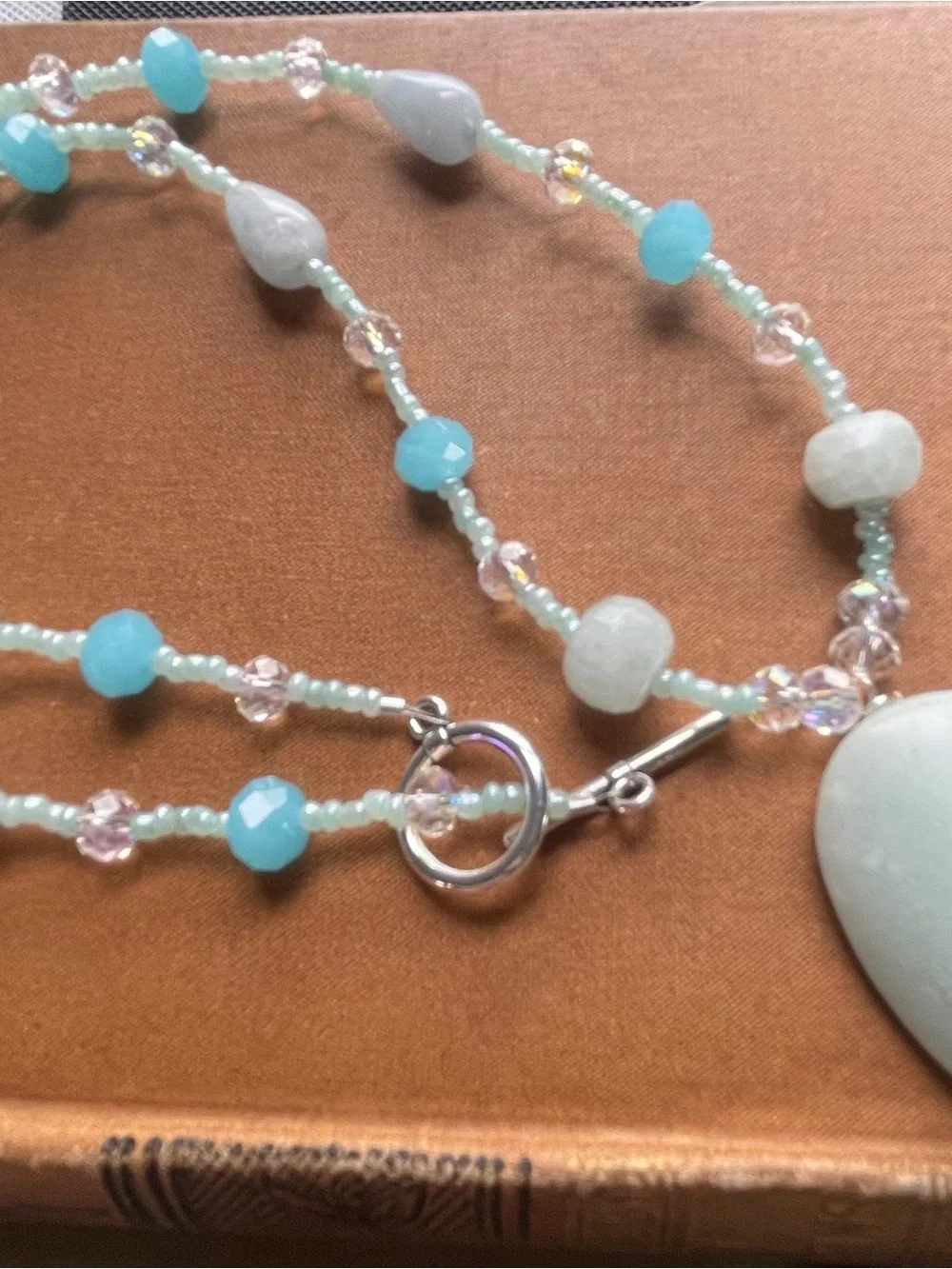 Handmade Mint Green Bead Necklace and Earring Set